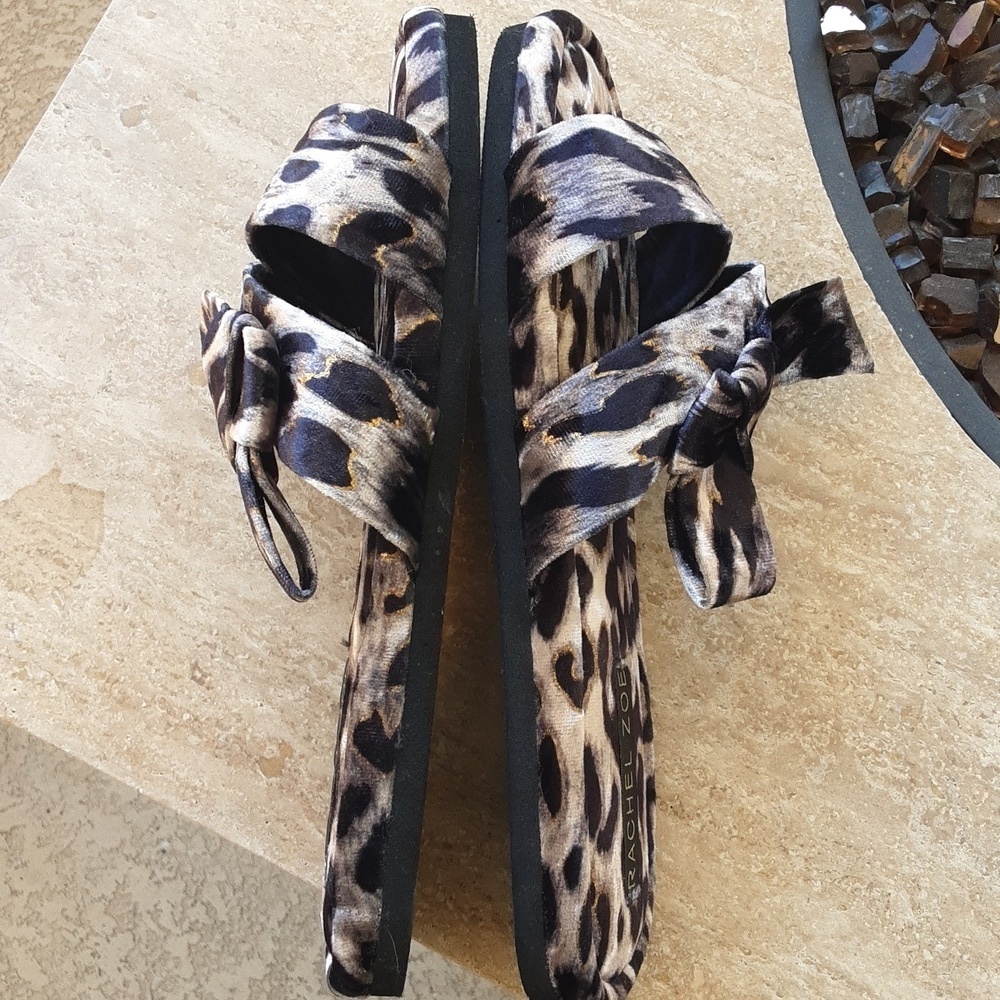 Rachel Zoe animal print velvet slippers size 9 - Picture 7 of 9
